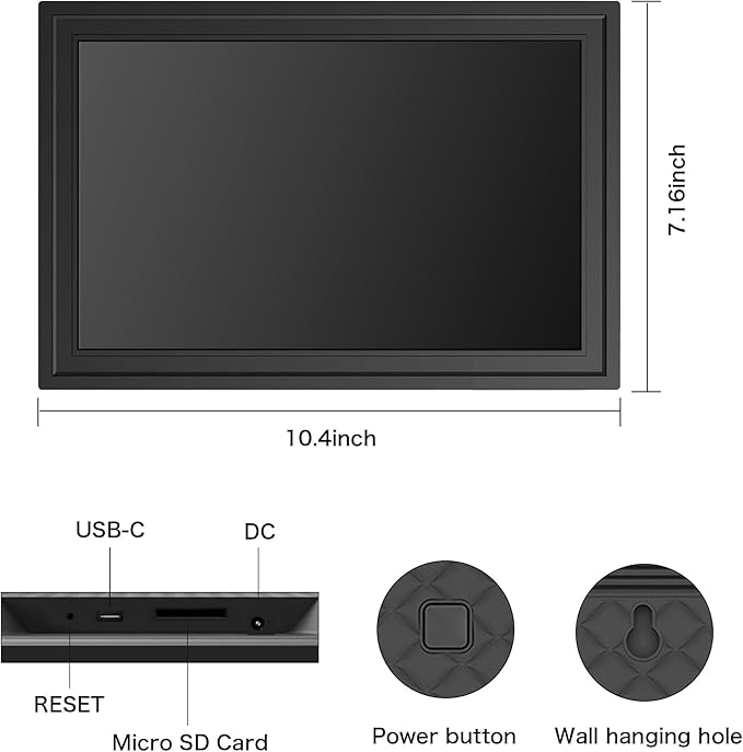 Digital Picture Frame WiFi, 10.1 Inch Frameo Digital Photo Frame 32GB Memory, 1280 * 800 Touch Screen, Auto-Rotate, Share Pictures Videos Instantly, Wedding, Birthday, Gift for Mom, Dad, Grandparents