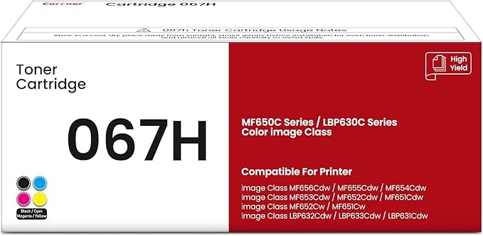 067H Toner Cartridge Set 067 Mf656Cdw Mf652Cdw High Yield Compatible for Canon 067H Toner Cartridge Set for Canon Color imageCLASS Mf656Cdw Mf654Cdw LBP632Cdw MF650C Mf653Cdw LBP630C Printer 4 Pack