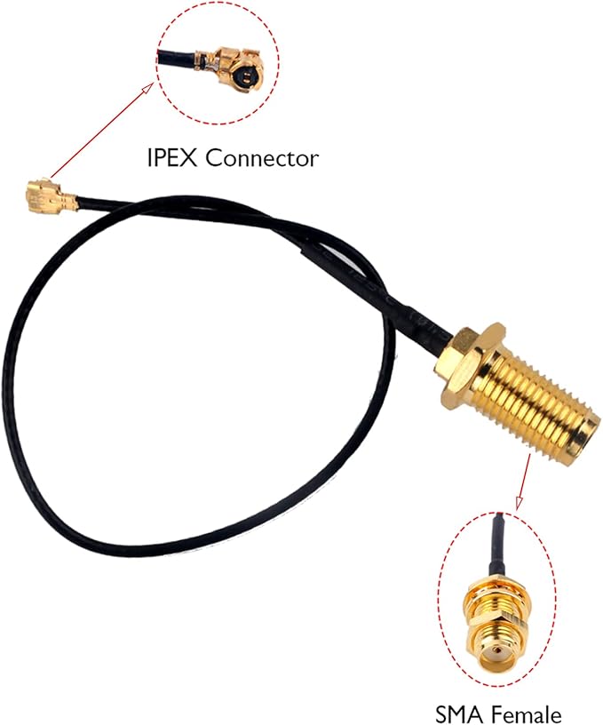 4PCS 2.4G 3DBI WiFi Antenna with 16cm Extended Cable U.FL to Female SMA for Arduino CC3000 ESP8266
