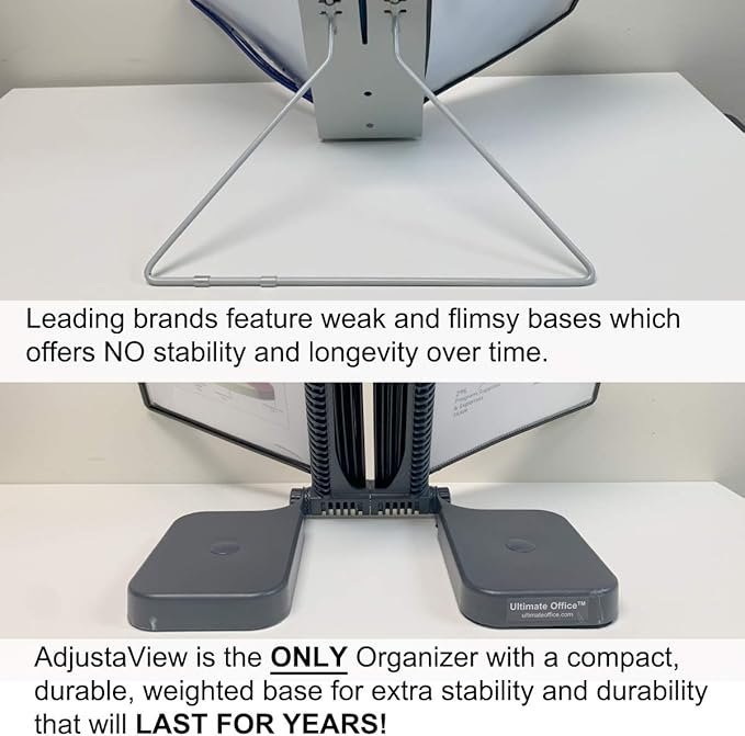 Ultimate Office AdjustaView 20-Pocket Desk Reference Organizer with Easy-Load Pockets and Compact Weighted Base for Stability, Black Pockets