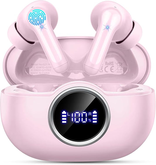 Wireless Earbuds, 2025 Bluetooth 5.4 Headphones Hi-Fi Stereo Ear Buds, 4 ENC Noise Cancelling Mic, 40+Hrs USB-C in-Ear Earphone, IP-X7 Waterproof Sport Workout Gym for Laptop Pad Android iOS