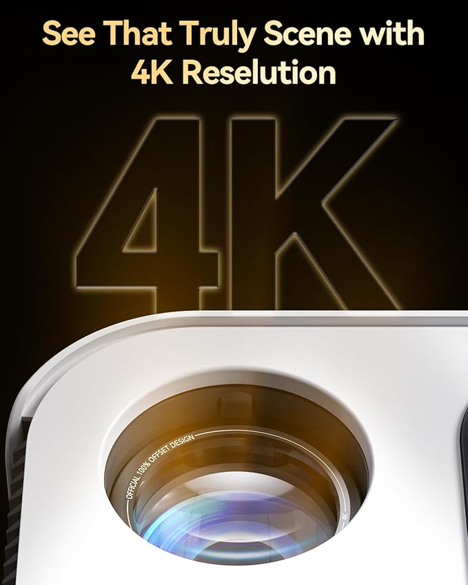 [Electric Focus Auto Keystone]AXIS Pro Flex 4K Projector with WiFi and Bluetooth, [100% Offset & 360 Rotating Stand]Dolby Audio Outdoor Movie Projector Compatible with Smartphone,Laptop,Fire Stick,PS5