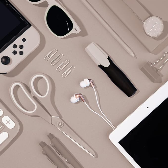 Panasonic ErgoFit Wired Earbuds With Microphone, 3.5mm Jack Headphones with Mic and Call Controller, Ergonomic Custom-Fit Earpieces (S/M/L), for Phones and Laptops - RP-TCM125-N (Rose Gold)