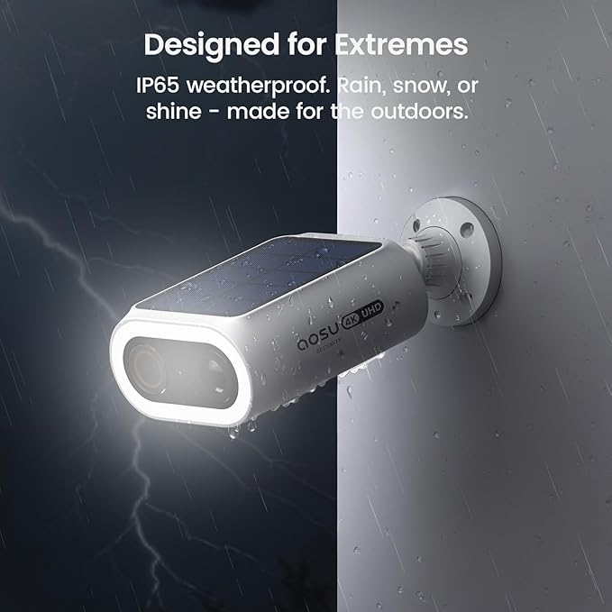 AOSU SolarCam P1 Max System Add-on Cam, 4K Security Camera Wireless Outdoor, Dual Solar Power, No Monthly Fees, Supports HomeCortex AI & Standalone Use