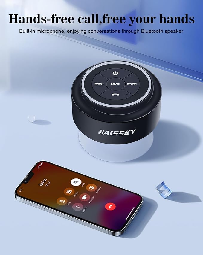 Shower Speaker Bluetooth Waterproof, Portable Wireless Waterproof Speaker for Pool, Floating IP67 Bathroom Speakers with Suction Cup for Camping Beach Party, Electronic Gifts, Hands-Free