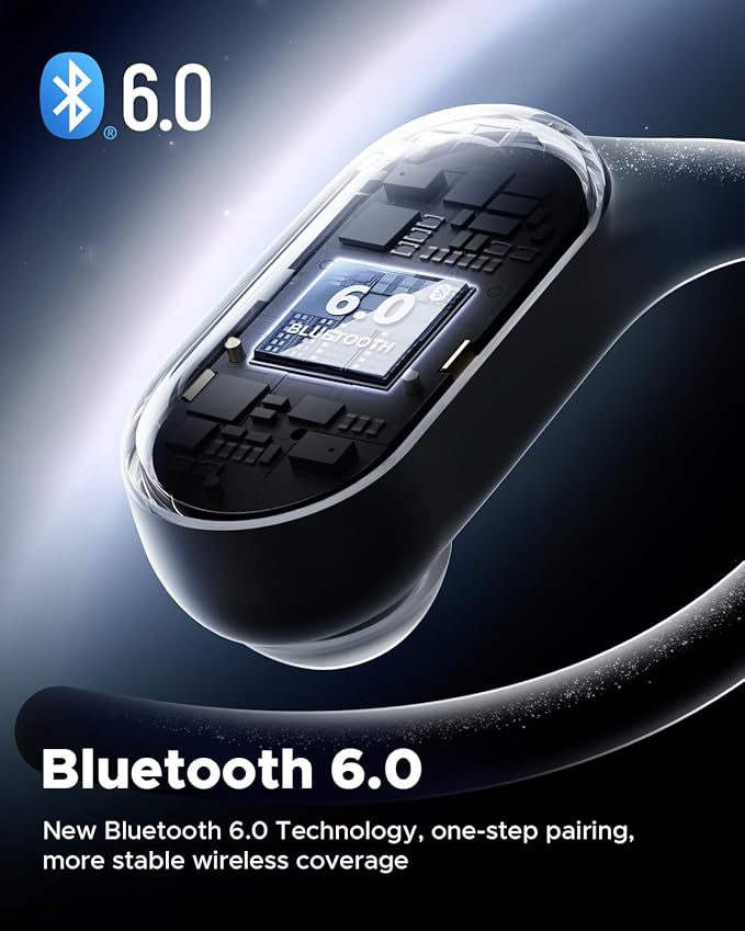 truefree DS1 Open-Ear Headphones, Bluetooth 6.0 Wireless Earbuds with Ear Hooks, Spatial Sound, 4 Mics Clear Calls, 40H Playtime, Fast Charging, Multipoint Connection, IPX5-Rated for Sports, Snug Fit