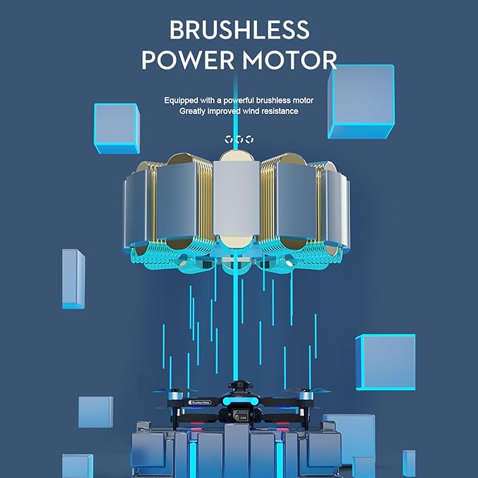 Drone with Camera 8K EIS Anti Shake Camera FPV Drone, RC Quadcopter with Brushless Motor, 50x zoom,360° Obstacle Avoidance, Follow Me, Optical Flow, Headless Mode and 2 Batteries for Adults