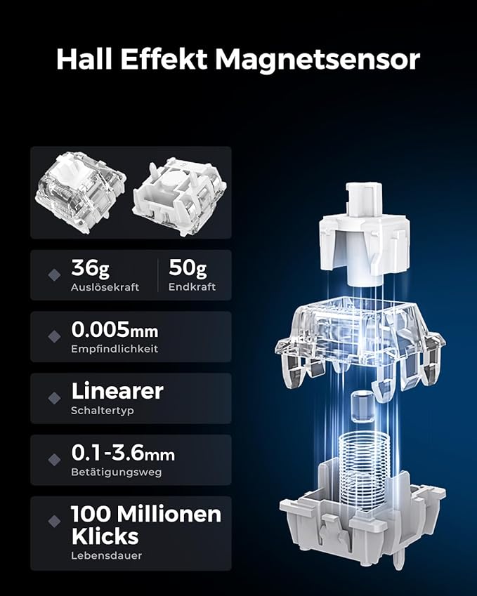GravaStar Mercury V75 HE Keyboard, 75% Hall‑Effect Magnetic Switch Gaming Keyboard, 8000 Hz Polling, 0.005RT, Wired USB-C, RGB Backlit, Adjustable Actuation, Semi‑Aluminum Chassis-Stealth Black