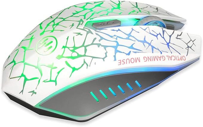 VEGCOO C12 Wireless Gaming Mouse,Rechargeable Mice Silent Click Cordless Mouse with 6 Buttons PC Gaming Mice Advanced Technology with 2.4GHZ Up to 2400DPI for PC Laptop (White)