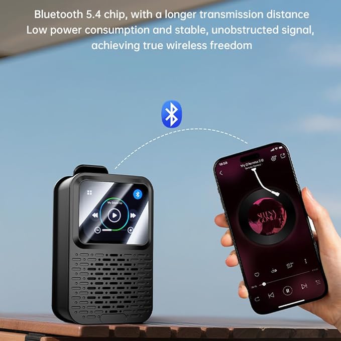 E I F E R Portable Bluetooth Speakers, Smart LED Touch Screen Speaker with Bluetooth 5.4, IPX5 Waterproof, 40mm Sound Unit, Multi-Function Display Wearable Speaker