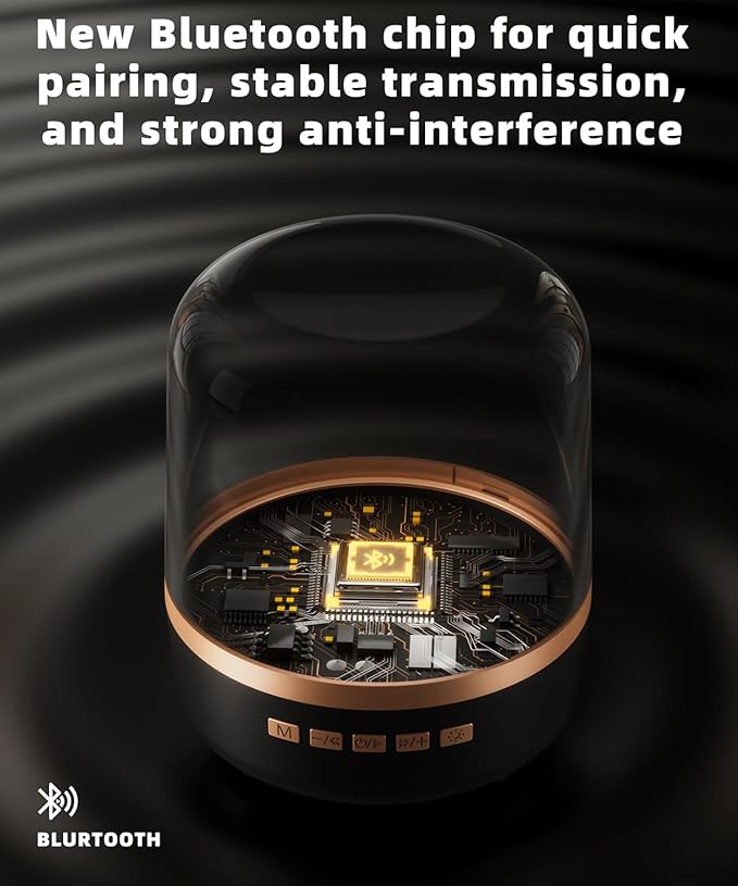 Bluetooth Speaker with HD Sound and Lights, Portable Wireless, Long-lasting battery life, TWS Pairing, for Home/Party/Outdoor/Travel/Beach, Stocking Stuffers, White Elephant Gifts for Adults (Black)