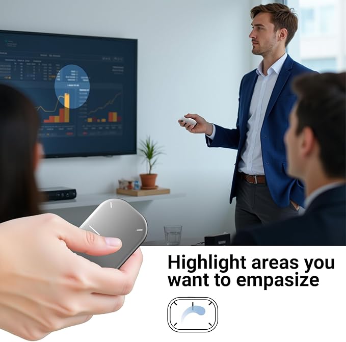 Cheerdots2 Bluetooth Detachable Air Mouse Touchpad Mouse with Voice Recording, Presentation Clicker Wireless Presenter Presentation Remote with Laser Pointer for Mac, Windows (Basic, Silver)