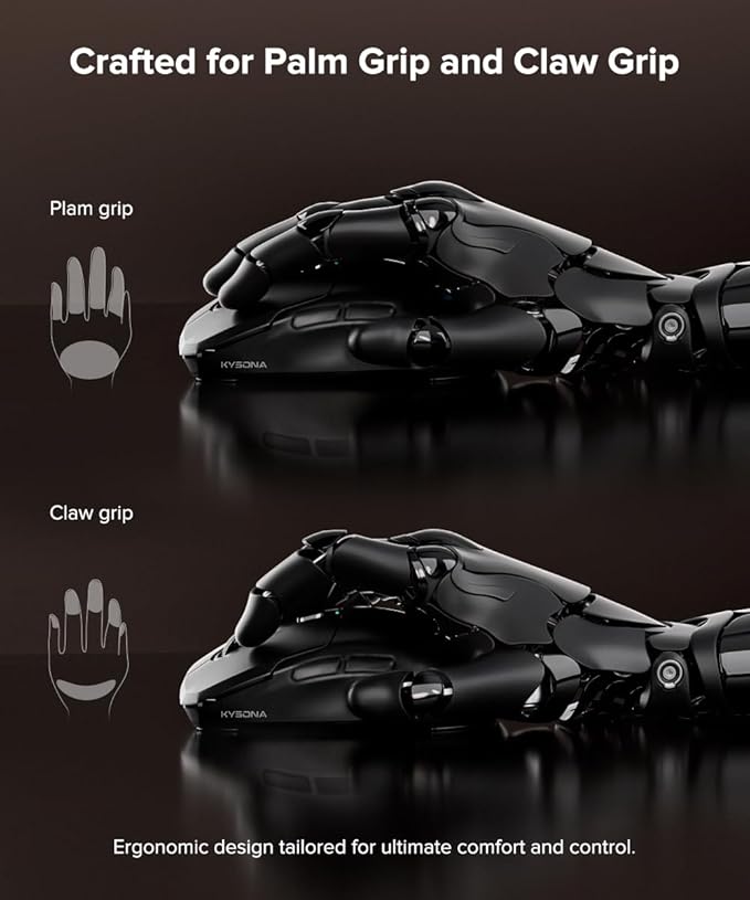 Wireless Gaming Mouse, 24000 DPI, 1K Polling Rate, Tri-Mode 2.4GHz/USB-C/Bluetooth Ergonomic Mouse， Web-Driven, 120 Hours Battery Life, Rechargeable Gaming Mice for PC/Mac/Tablet/Xbox, Black