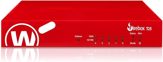 WatchGuard Firebox T25 Network Security Appliance with 5 Year Total Security Suite License - Advanced Firewall, VPN, Intrusion Prevention (WGT25645)