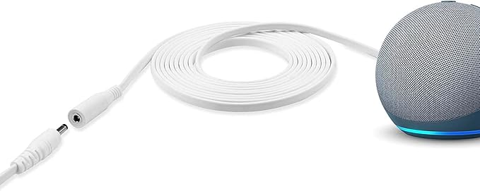 Power Extension Cord for Alexa Echo Dot 3rd Gen/Dot 4th Generation/Show 5, 10ft Long Flat Charger Cable