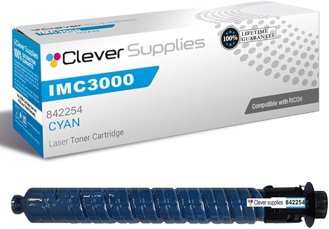 Clever Supplies CS Replacement Compatible with Ricoh IMC3000 Toner Cartridge 842254 to use with IM C3000 IM C3500 (Cyan, 1-Pack)