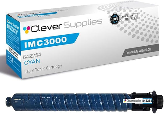 Clever Supplies CS Replacement Compatible with Ricoh IMC3000 Toner Cartridge 842254 to use with IM C3000 IM C3500 (Cyan, 1-Pack)