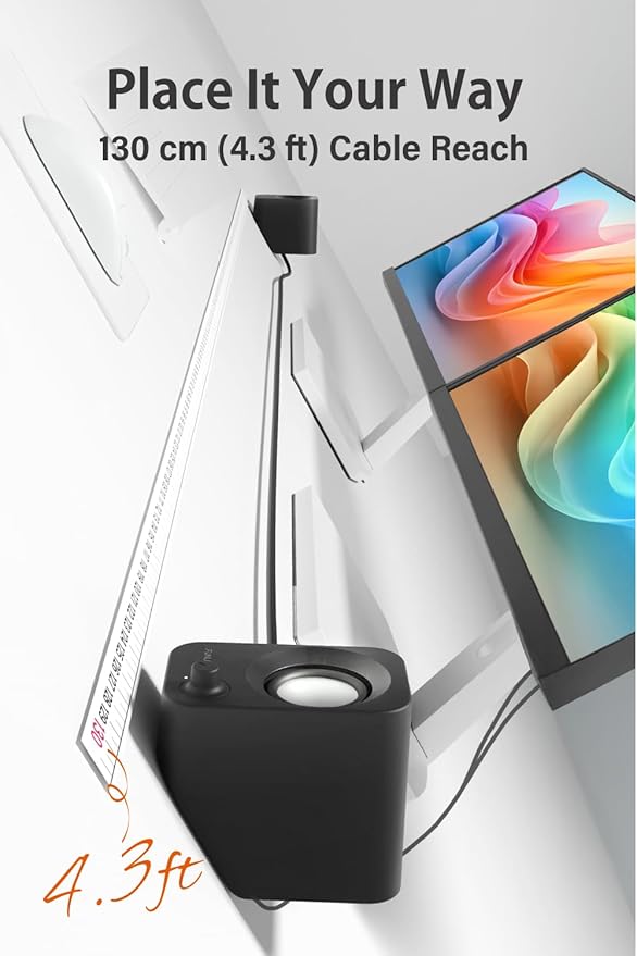 Speaker - 14W Stereo PC Speakers, USB Powered, Compact Size with 30° Tilt Design, Volume Dial Control, for Desktop, Laptop, Monitor, Gaming Consoles, Black