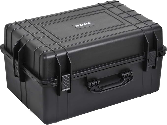 MEIJIA All Weather Waterproof Hard Camera Case,Hard Case with Customizable Fit Foam,Fit Use of Drones,Camera,Equipments,Pistols,Elegant Black (Black, 24.01"x16.92"X12.2")