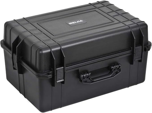 MEIJIA All Weather Waterproof Hard Camera Case,Hard Case with Customizable Fit Foam,Fit Use of Drones,Camera,Equipments,Pistols,Elegant Black (Black, 24.01"x16.92"X12.2")
