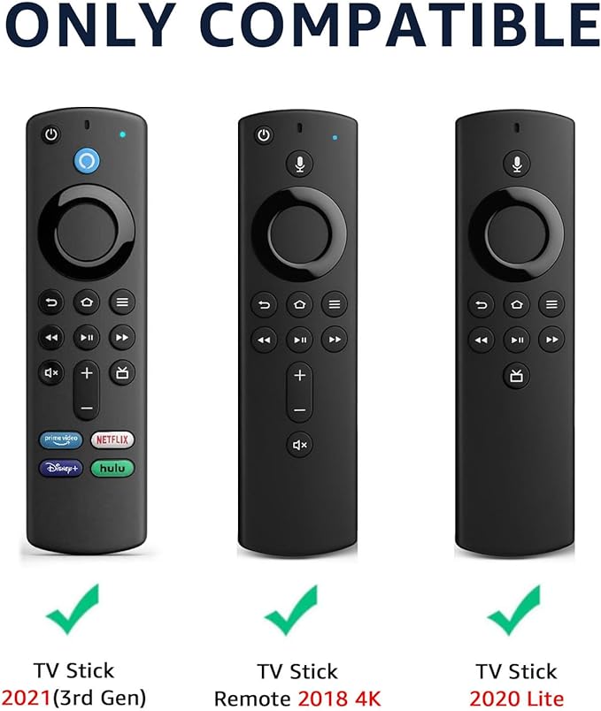 3Packs Fire Stick Remote Cover Case for Alexa Voice Remote (3rd Gen), TV Remote Cover Compatible with Firestick 4k /Stick Lite/Cube Remote Control, Glow in The Dark(Blue & Yellow & Rose Red)