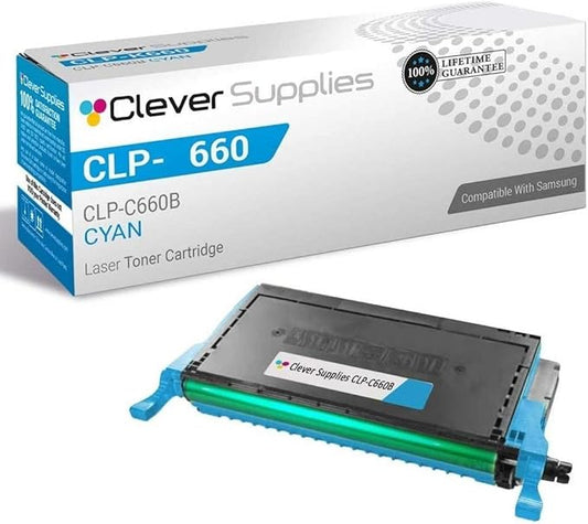 CS Replacement Toner Cartridge Compatible with Samsung CLP 610 CLP-C660B Cyan CLP-610 610ND 660 CLX-6200 660ND 6200ND 6210 6200FX 6210FX 6240FX 6240