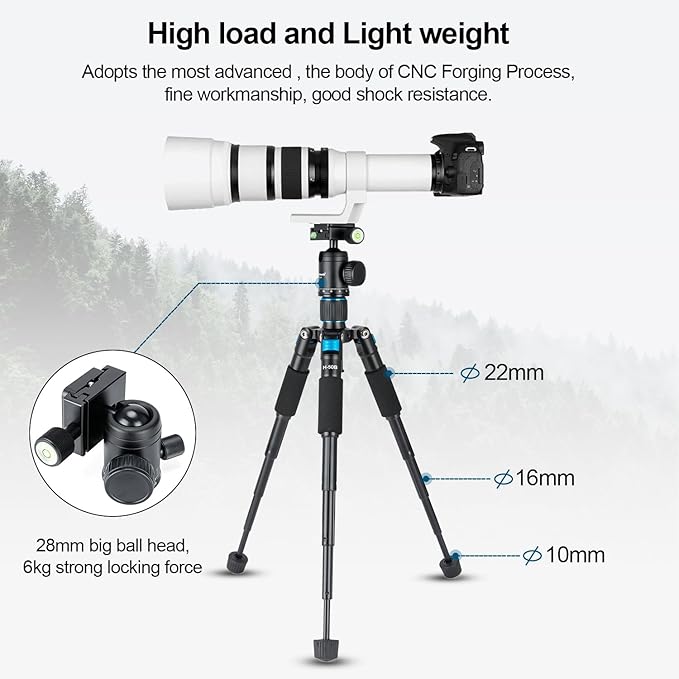 Koolehaoda Mini Desktop Tripod, 20" Aluminum Portable Small Tripod with 360° Ball Head and Bag for DSLR Camera, Video Camcorder.Load up to 11lbs / 5kg - (Blue)