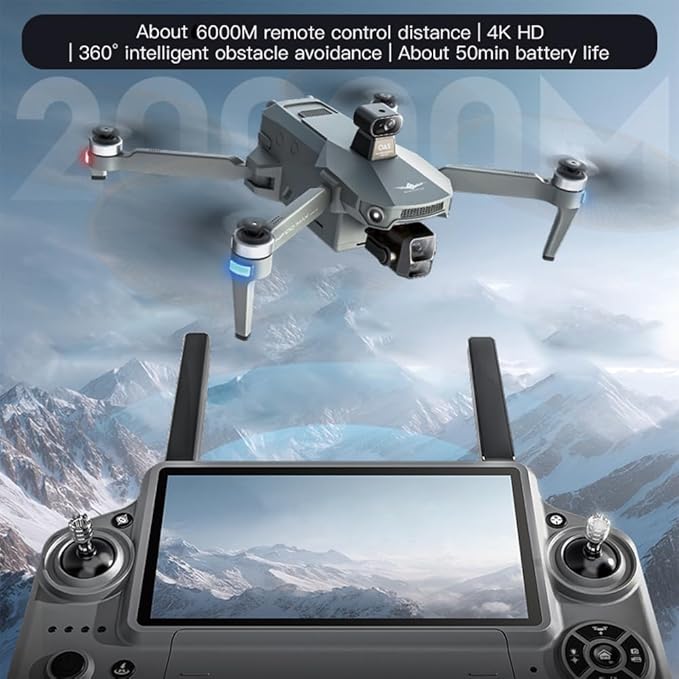 Drone with 4K Camera for Adults, KF100 MAX, 360-degree obstacle avoidance, 3-Axis Gimbal Stabilization, 6 KM Transmission, Intelligent Brushless Quadcopter, 50 Min Long Flight Time, 3 Batteries