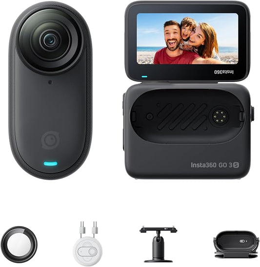 Insta360 GO 3S - 64 GB Black 4K Tiny Portable Vlogging Camera, Hands-Free POVs, Mount Anywhere, 140 Min Battery Life, 10m Waterproof, Pet POV