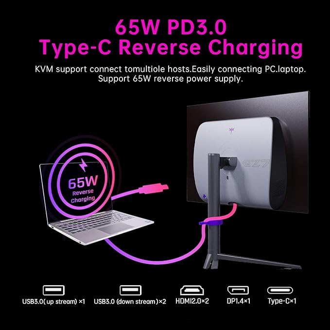KTC 27 OLED Monitor - 1440p 240hz Monitor 0.03ms GTG, Type-C 65W, Built-in Speakers, 1.5M:1 Contrast Ratio, 136% sRGB, DisplayPort1.4, HDMI2.0,USB-C 3.0, Vesa, PC Moniter for Gaming Movie Office