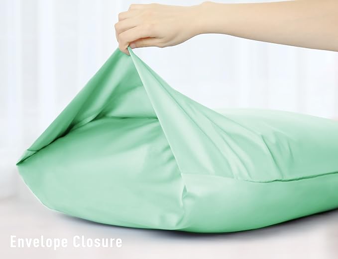 Sunflower Body Pillowcase 100% Cotton Long Pillow Cover/Case Envelope Closure 1 Pack, 21×54 inches Zephyr Green, Soft and Breathable