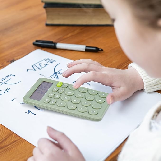 Basic 4 Function Calculator for Students and Office: Small, Portable, and Easy-to-use - Suitable for School and Office Essentials (Light Green)