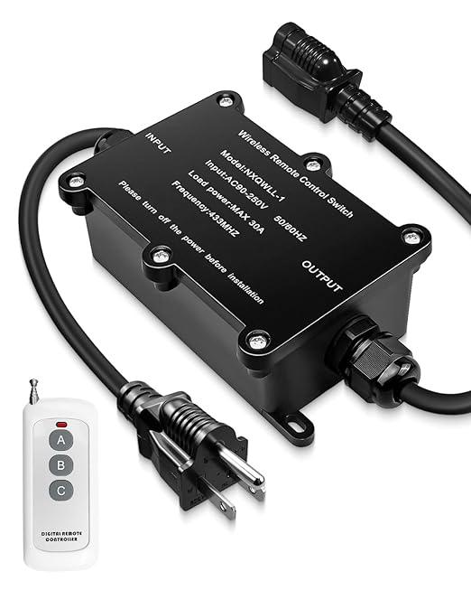 AC110V Waterproof Box Power Switch, Long Distance Wireless Remote Control for Lights Dust Collectors Farm Water Supply