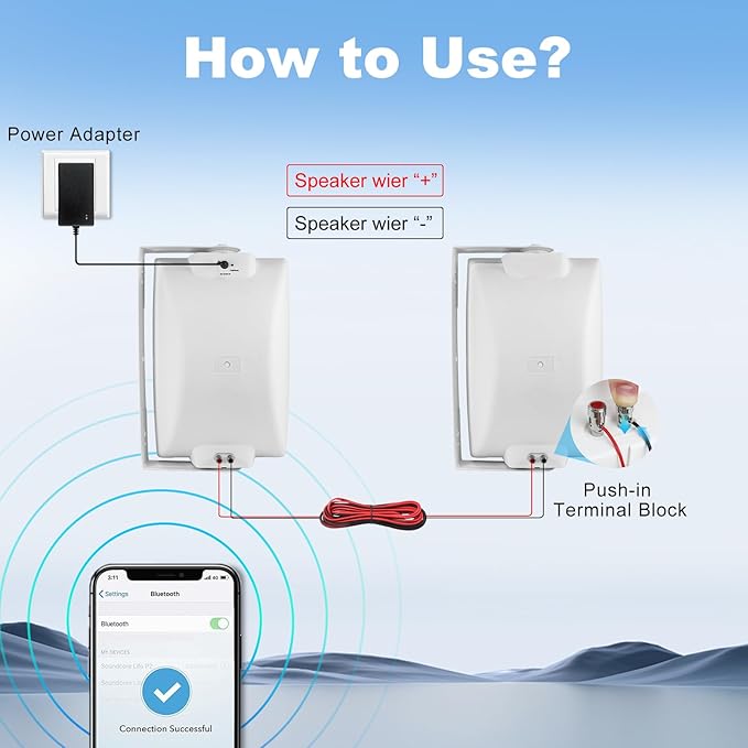 Herdio 8 inch 600W Outdoor Bluetooth Speakers Waterproof Wired with Powerful Bass, TWS Pairing Wall Mount Durable Loud Sound System Suitable for Patio Garden Porch Backyard Home Theater (1 Pair White)