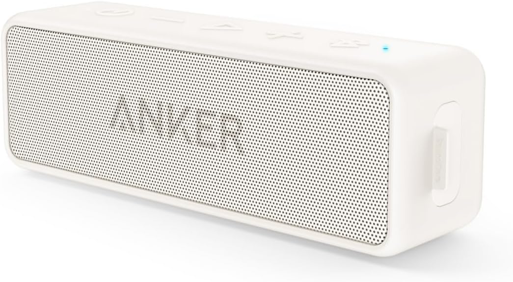 Soundcore Anker 2, 12W Dual-Driver, Portable Bluetooth Speakers for Daily Use, and Wireless, 24-Hour Playtime, IPX7 Water Resistant, Built in Mic, 66 ft Bluetooth Range- White