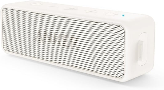 Soundcore Anker 2, 12W Dual-Driver, Portable Bluetooth Speakers for Daily Use, and Wireless, 24-Hour Playtime, IPX7 Water Resistant, Built in Mic, 66 ft Bluetooth Range- White