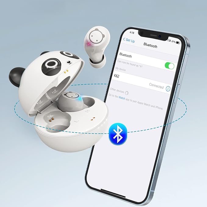 Panda Wireless Earbuds, Bluetooth Earbuds with Microphone- 32H Playtime, 3D Stereo,Waterproof in Ear Earphone for iPhone and Android