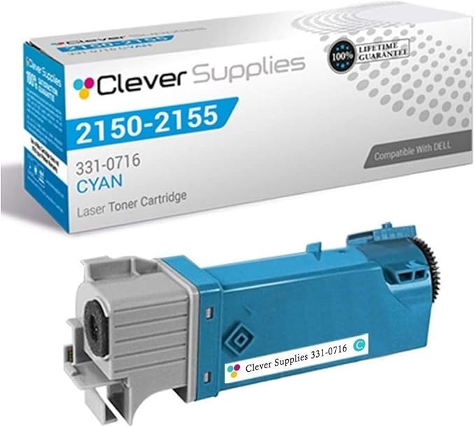 CS Replacement Toner Cartridge Compatible with Dell 2150 331-0716 Cyan 2155 2155cdn 2155cn 2150 2150cdn 2150cn Color 2500 Page Yield