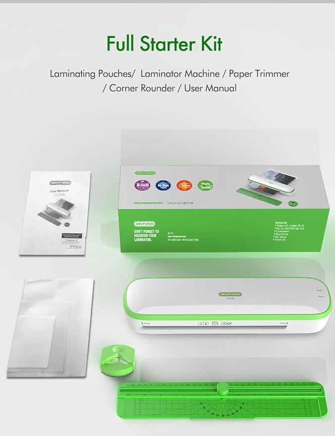 Laminator Machine, 9inch Silent Thermal Laminator with Complete Set for Home Office School