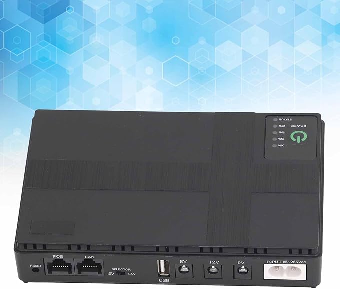 10400mAh POE UPS Battery Backup Power Supply 5V 9V 12V 2A Mini Uninterruptible 85V to 265V (US Plug)