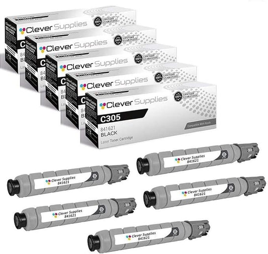 CS Replacement Toner Cartridge Compatible with Ricoh C305 841621 Black Color Laser Aficio MP C305 Aficio MP C305SPF 5 Black Set