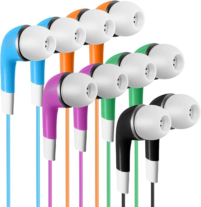 Earbuds Bulk for Kids Students School Classroom 30 Pack, Wholesale Disposable Earphones Headphones for Computers Chromebook iPad PC Android Phone, Fits All 3.5mm Interface