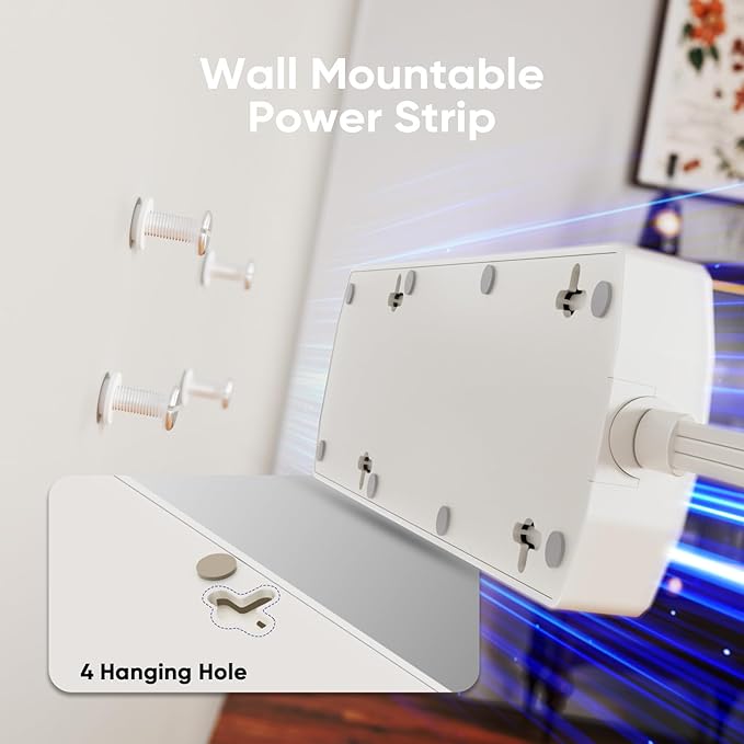 2 Prong Power Strip, Yozisital 2 Prong to 3 Prong Outlet Adapter, 5FT Extension Cord with Polarized Plug, 1200J Surge Protector, 8 AC Outlets & 4 USB, Wall Mountable, Ideal for Non-Grounded Outlets