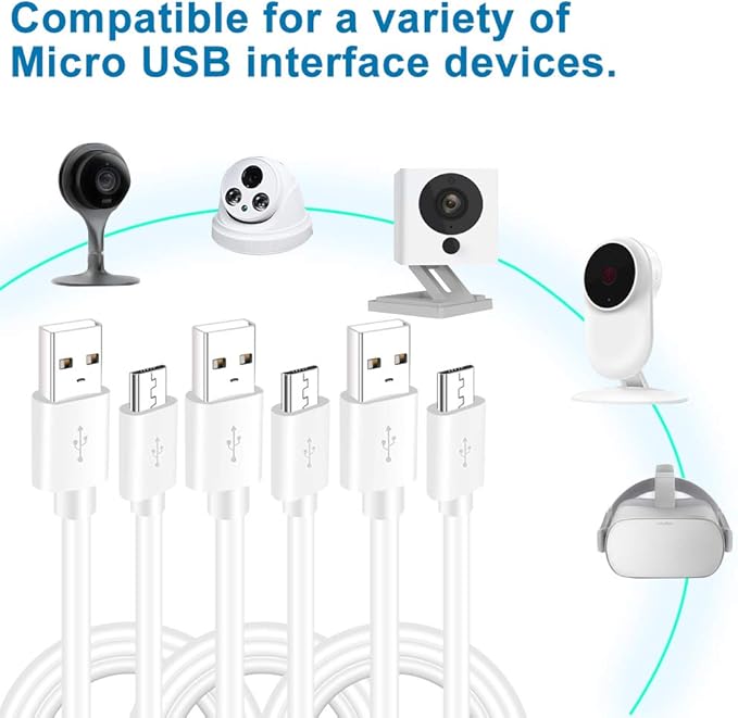 SIOCEN 10FT 3Pack USB Power Extension Cable Cord for WyzeCam,Yi Camera,Oculus Go,Echo Dot Kid Edition,Nest Cam,Kasa Cam,Netvue,Arlo Pro Q,Blink,Furbo Dog, USB Charging Cord for Home Security Camera