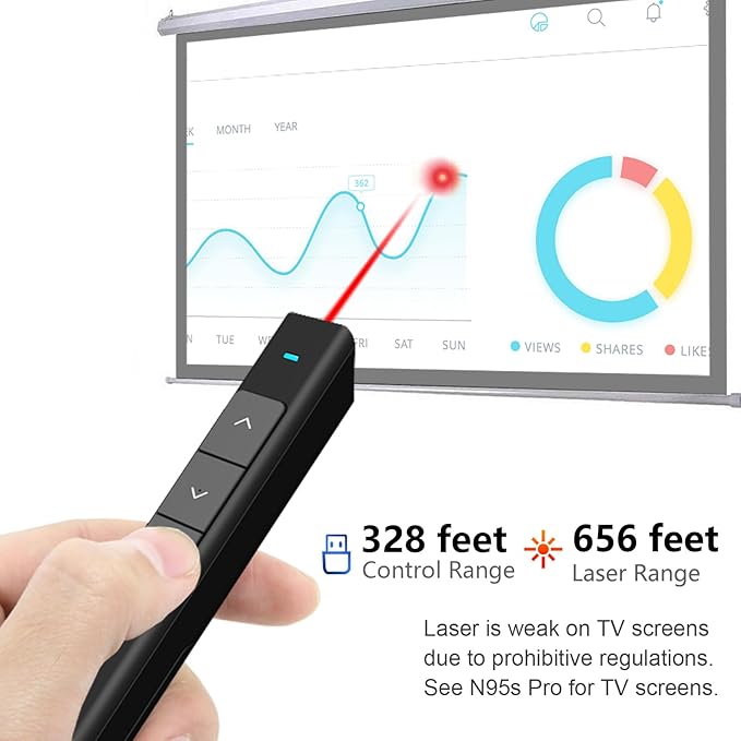 Norwii N26 Wireless Presentation Clicker, Presentation Remote, PowerPoint Clicker with Pointer for PowerPoint Presentations, Power Point Clicker Wireless Presenter Remote - Black