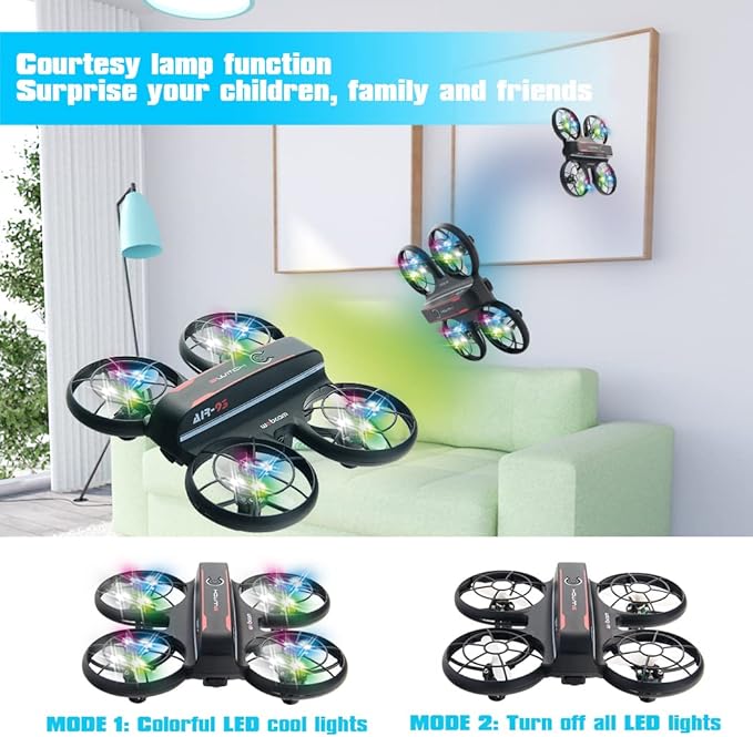 RC Drone with Altitude Hold and Headless Mode,Quadcopter with Blue&Green Light,Propeller Full Protect,2 Batteries and Remote Control,Easy to fly Kids Gifts Toys for Boys and Girls