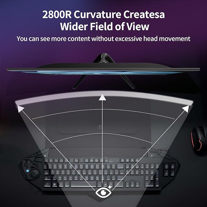 ZZA 24 Inch Gaming Monitor,200HZ|144HZ Computer Monitors,CP Screen FHD 1080P,Curved Monitor 99% sRGB,FreeSync,AMD FreeSync,Blue Light Filter,Gaming & Office,Wall Mountable