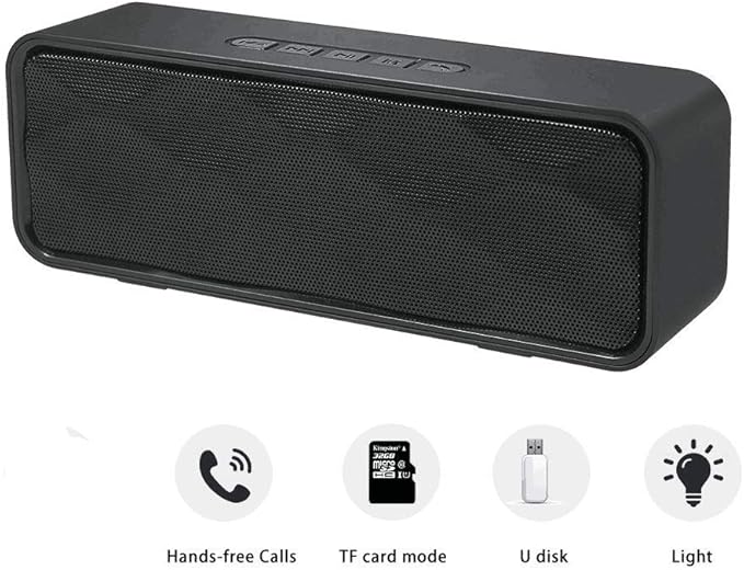 Wireless Bluetooth Speaker with AUX/USB/TF Card Slot,Outdoor Portable Stereo Speaker with HD Audio,Enhanced Bass, Dual-Driver,Handsfree Calling, FM Radio Speaker for Travel,Party (Black)