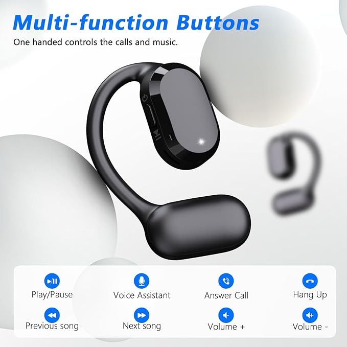 BANIGIPA Open Ear True Wireless Earbuds, Bluetooth 5.4 Headphones w/Dual Mic for Calling, 10g Light&Comfort, Open Ear Earbuds w/Earhooks for Working Running Traveling, IP67 Waterproof, 40H Playtime