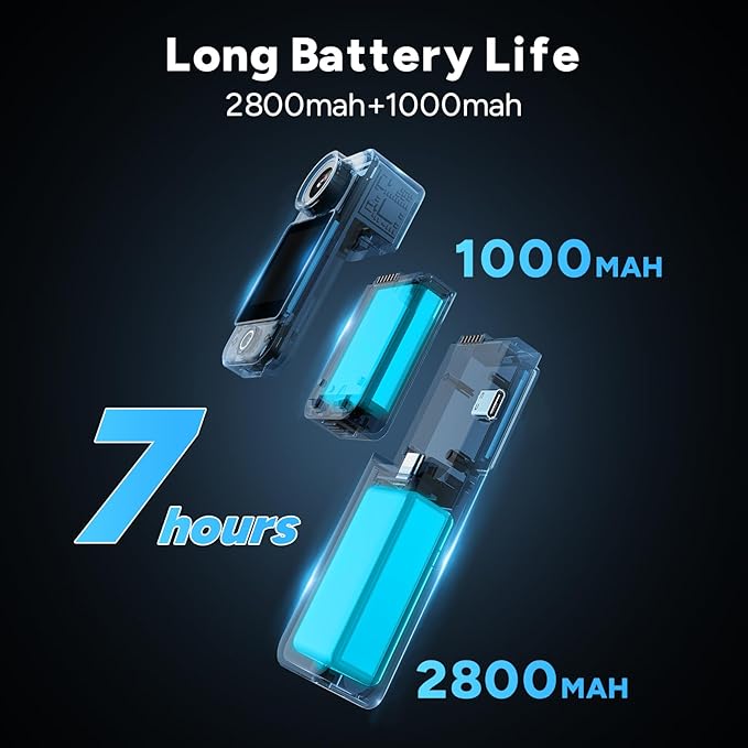 SJCAM C300 4K Pocket Action Cam with Stabilization,154° Wide FOV Video Recroding,64GB Card vlogging Camera,7h use time,30m Waterproof Body cam, Magnetic Werable Camera for Travel,Creators,Kids